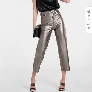 Express super high, waisted, metallic, faux, leather pants